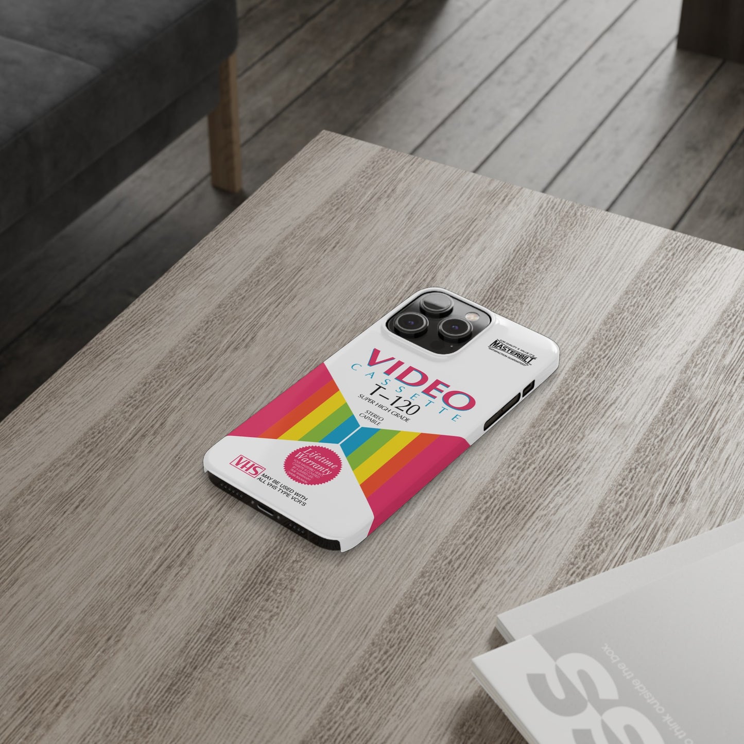 VHS Visions - retro Masterbilt T-120 Super High Grade VHS tape inspired slim iPhone cases
