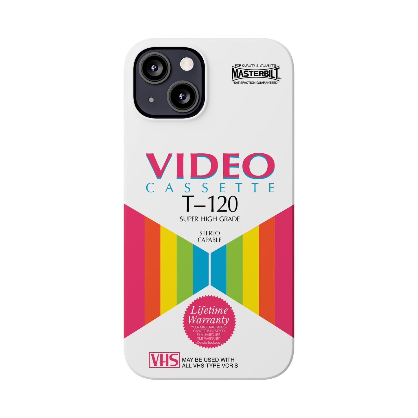 VHS Visions - retro Masterbilt T-120 Super High Grade VHS tape inspired slim iPhone cases