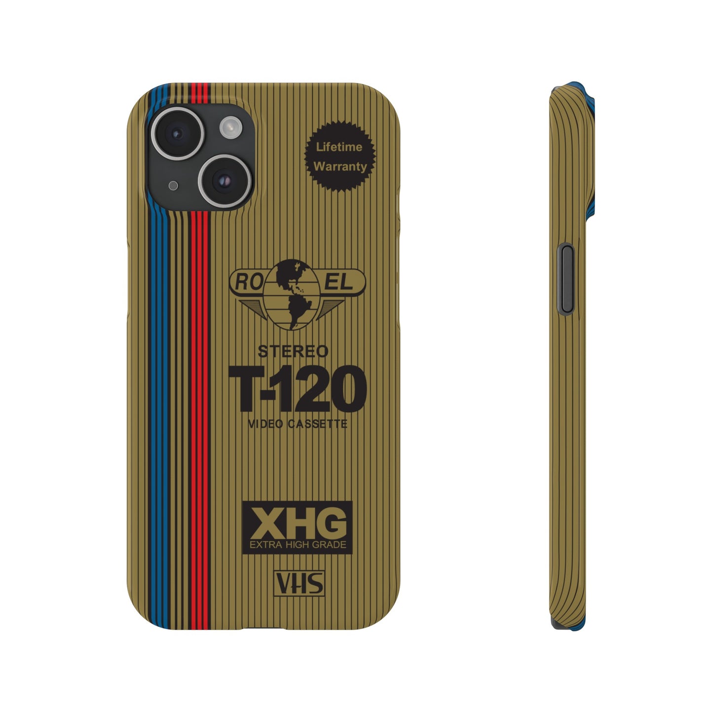 VHS Visions - retro RO EL stereo T-120 VHS tape inspired slim iPhone cases