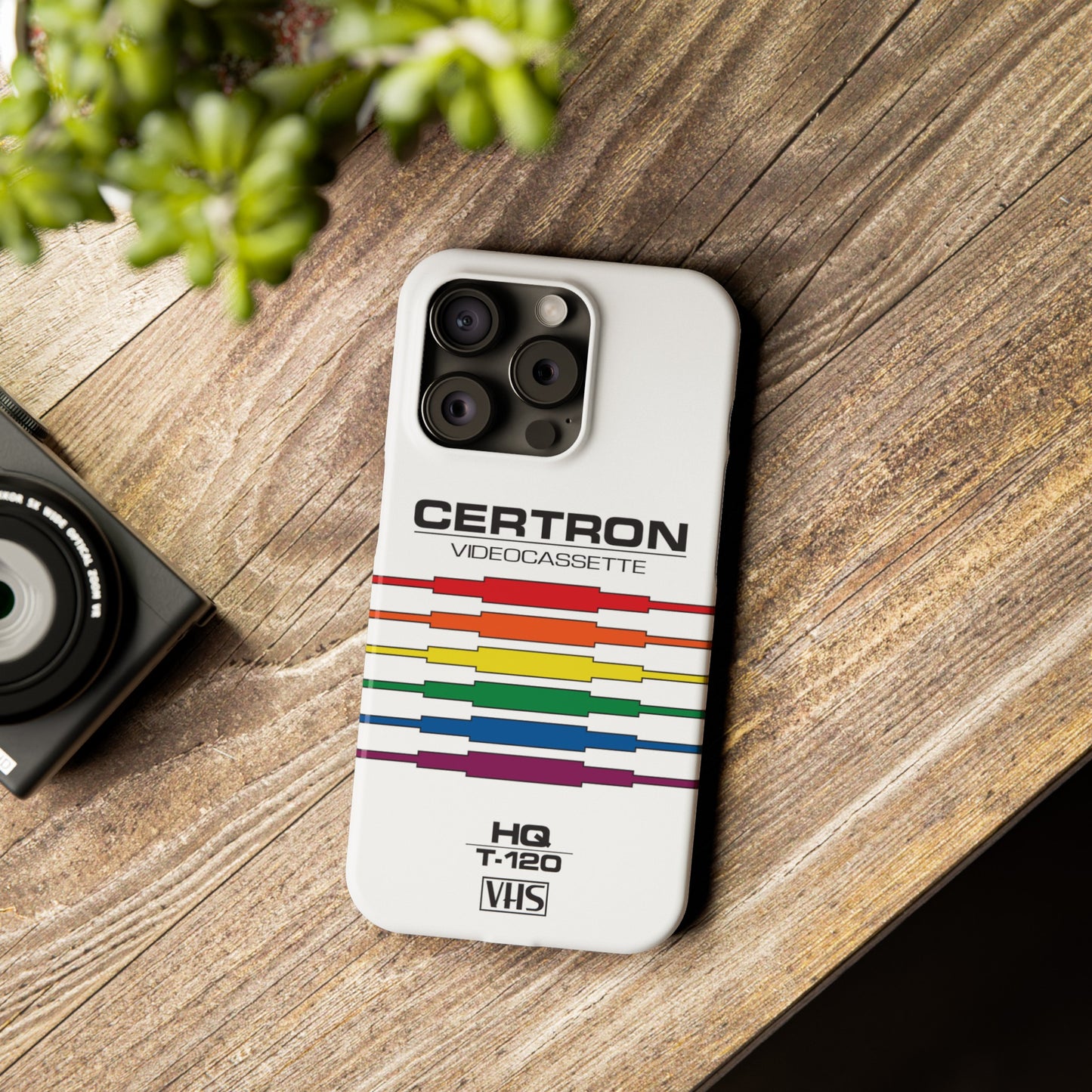 VHS Visions - retro Certron HQ T-120 VHS tape inspired slim iPhone cases