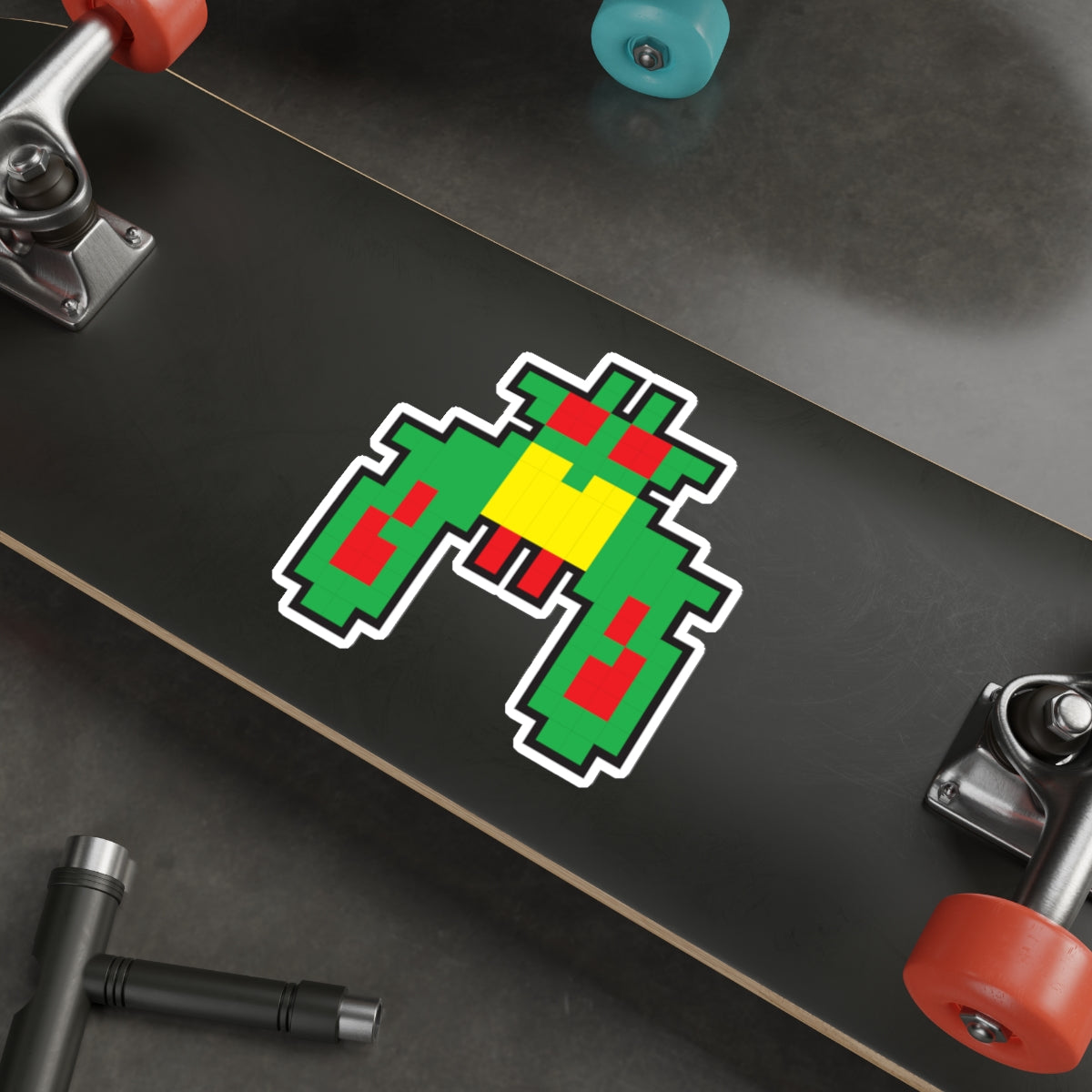 8-bit Legends: Galaga Green Boss die-cut stickers