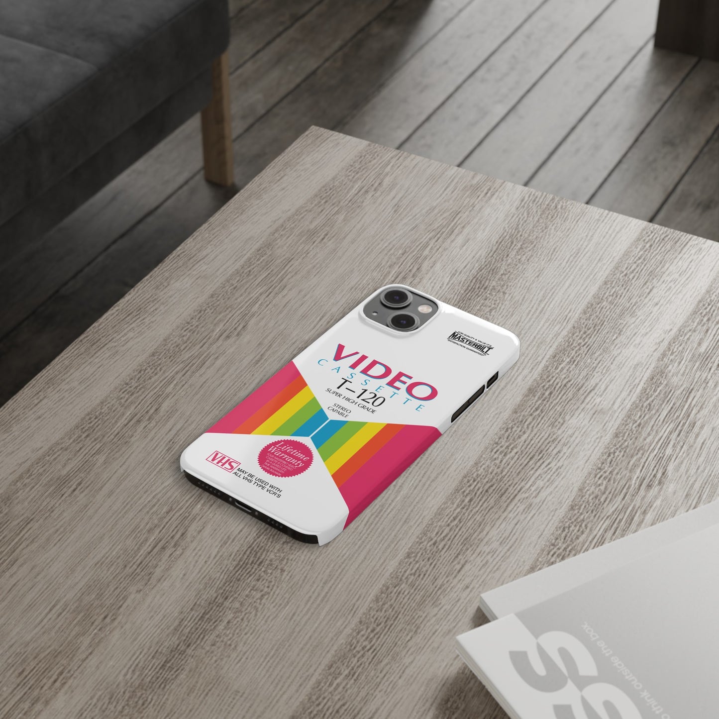VHS Visions - retro Masterbilt T-120 Super High Grade VHS tape inspired slim iPhone cases