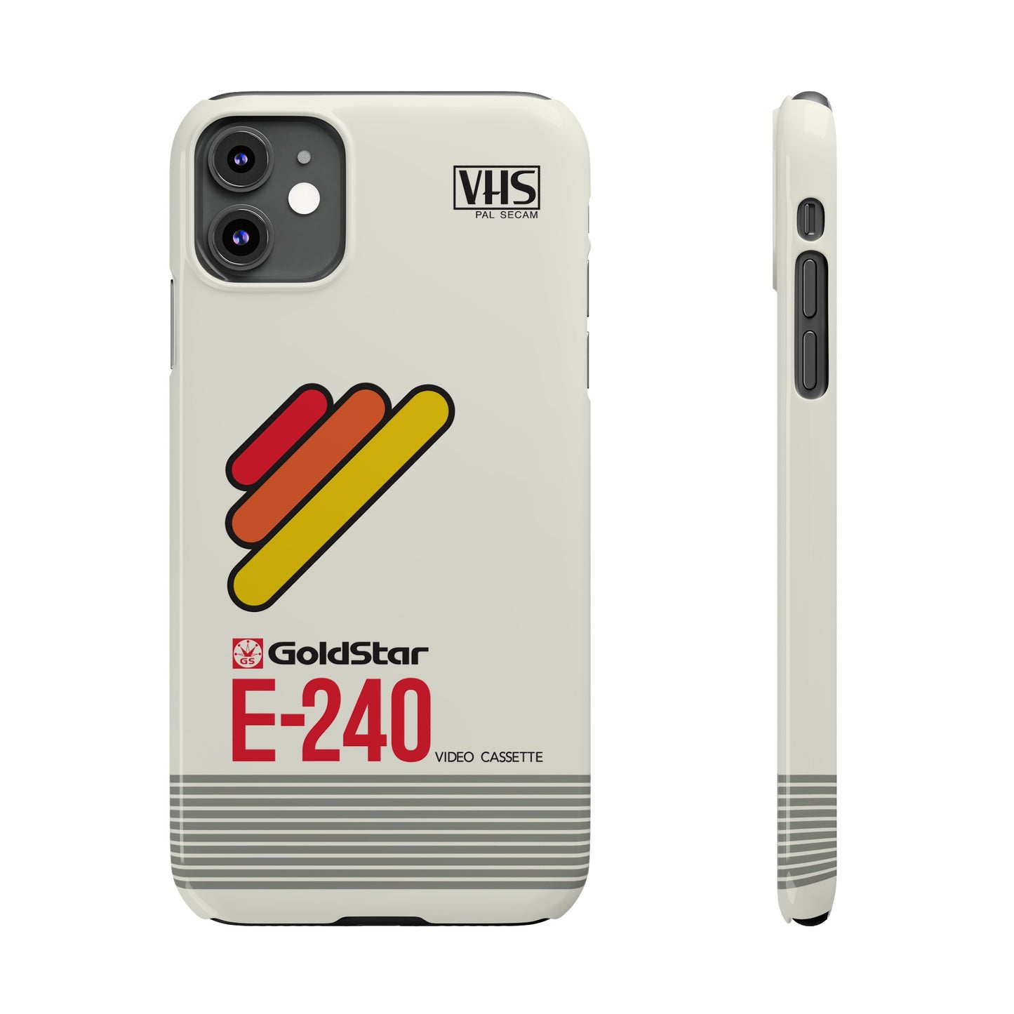 VHS Visions - retro Goldstar E-240 VHS tape inspired slim iPhone cases