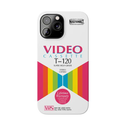 VHS Visions - retro Masterbilt T-120 Super High Grade VHS tape inspired slim iPhone cases